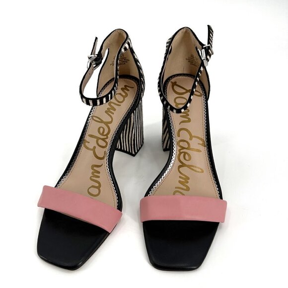 SAM EDELMAN Daniella Zebra Print Calf Hair Pink Barbie Block Heel 8.5 Sandals - Picture 3 of 9
